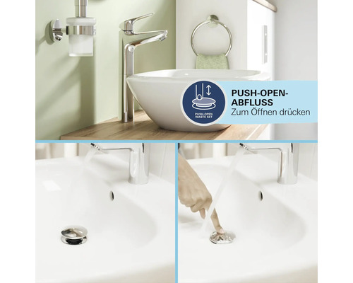 Aufsatzwaschbecken mit Armatur und Push-Open-Ablaufgarnitur