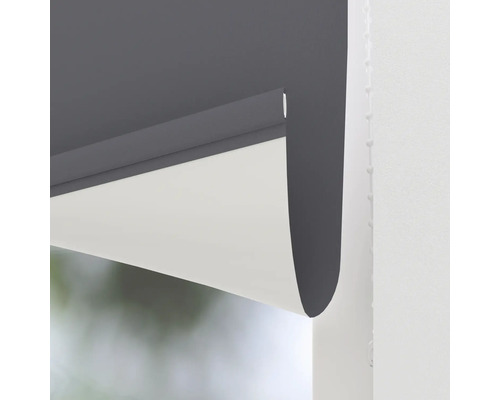 Graue Doppelrollo im Detail