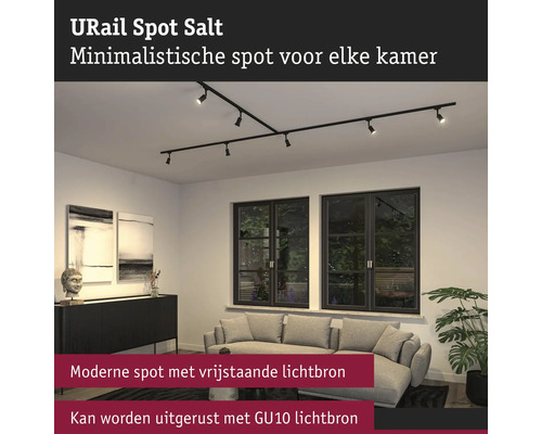 URail Spot Salt im Wohnzimmer mit Sofa und Fenster