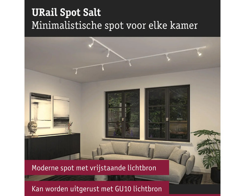 URail Spot Salt Schienensystem mit mehreren Strahlern im Wohnzimmer