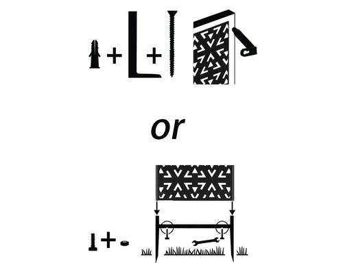 Abbildung von Montagevarianten für einen Sichtschutzzaun.