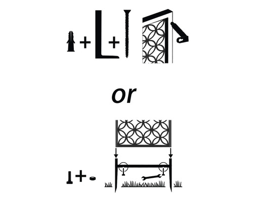 Montageanleitung für einen Sichtschutz mit verschiedenen Befestigungsmöglichkeiten