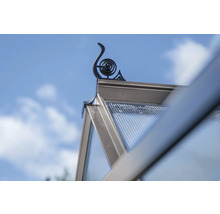 Detailansicht eines Gewächshausdachs mit dekorativem Ornament