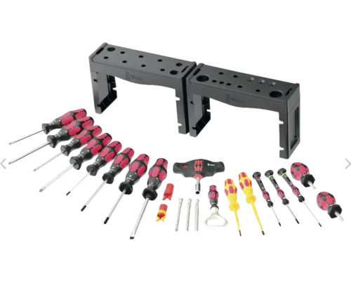 Werkzeugsatz mit Schraubendrehern und Werkzeugablage