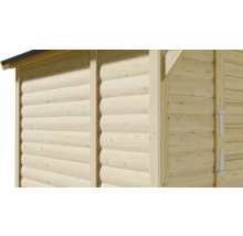 Detailansicht eines Gartenhauses aus Holz