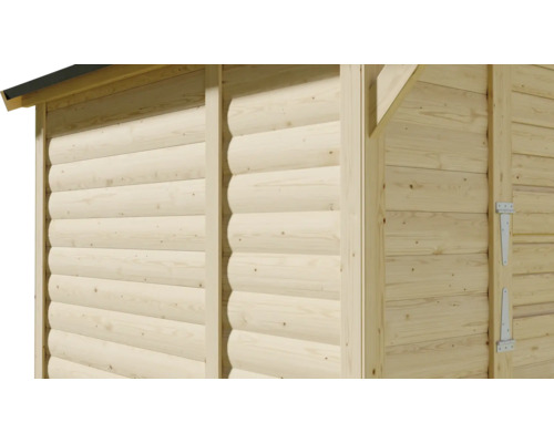 Detailansicht eines Gartenhauses aus Holz