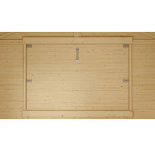 Holztür mit Metallbeschlägen