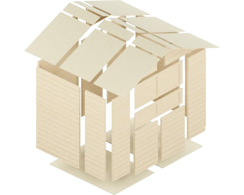 Explosionszeichnung eines Gartenhauses aus Holz