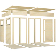 Holzgartenhaus Bausatz mit Boden, Wandelementen und Dachelementen