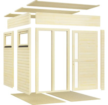 Holzgartenhaus Bausatz mit Fenstern und Türen