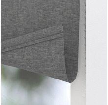 Graues Faltrollo zur Fensterdekoration und zum Schutz der Privatsphäre.