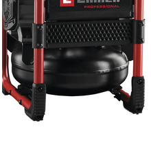 Detailansicht eines Einhell Kompressors, der den Druckbehälter und das Rahmendesign zeigt.