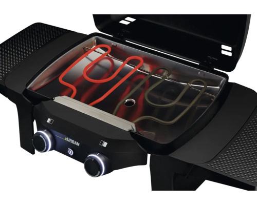 Elektrischer Grill mit Heizelementen und Bedienknöpfen