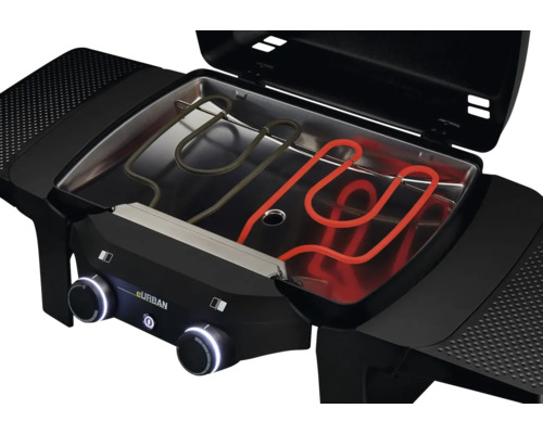 Elektrogrill mit Heizelementen und Bedienknöpfen