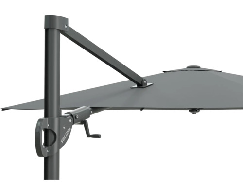 Detailansicht eines SOLUNA Sonnenschirms mit Kurbelmechanismus