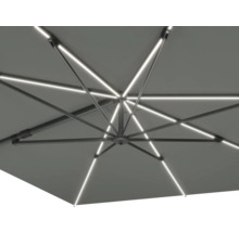 Detailaufnahme eines Sonnenschirms mit integrierter Beleuchtung