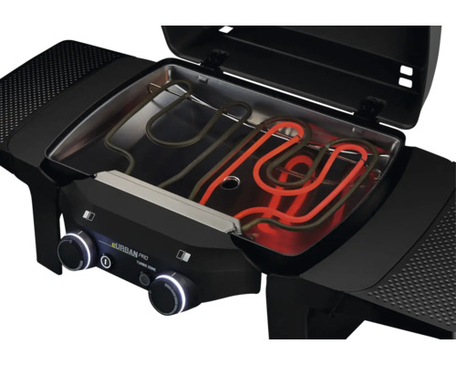 Elektrischer Grill mit Heizspiralen und Bedienelementen