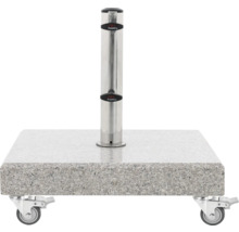 Sonnenschirmständer aus Granit mit Rollen und Edelstahlrohr