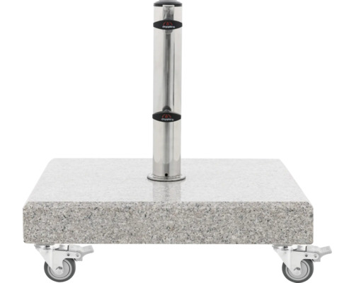 Sonnenschirmständer aus Granit mit Rollen und Edelstahlrohr