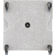 Quadratischer Sonnenschirmständer mit Rollen und Aufnahme für Sonnenschirmstock