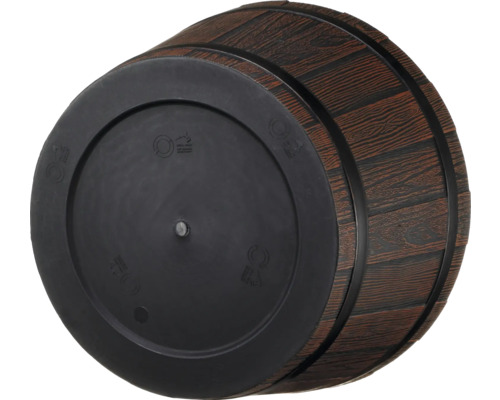 Unterseite eines Pflanzgefäßes in Fassoptik