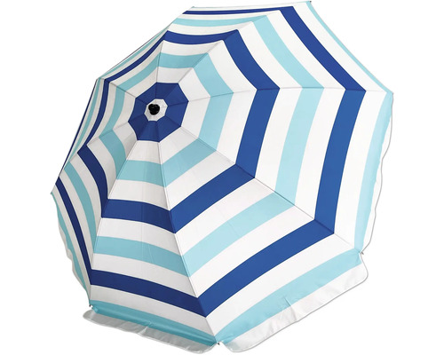 Gestrandeter Sonnenschirm mit Streifenmuster
