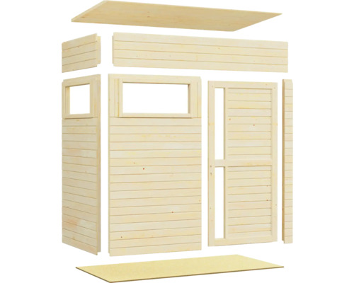 Holzgartenhaus Bausatz mit Fenster und Tür