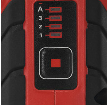 Detailansicht einer Akkuanzeige mit Füllstandsanzeige und Bedienknopf