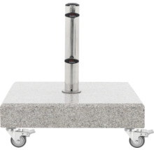 Schirmständer aus Granit mit Rollen und Doppler Logo