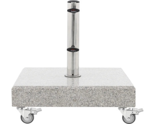 Schirmständer aus Granit mit Rollen und Doppler Logo