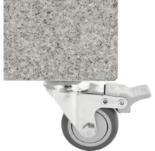 Möbelrolle mit Bremse unter einer Platte