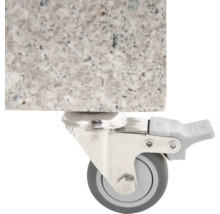 Lenkrolle mit Feststellbremse unter einer Arbeitsplatte