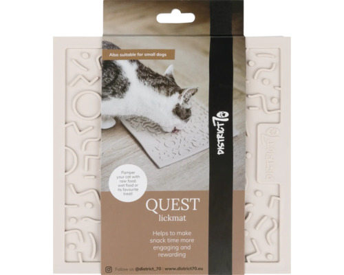 Schleckmatte District 70 Quest Lickmat 20 x 20 cm Merengue Leckmatte Silikon District 70 Quest Leckmatte für Katzen und kleine Hunde in Verpackung