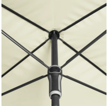 Detailansicht eines Gartenschirms mit Streben und Mast