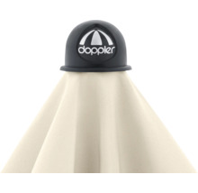 Doppler Logo auf einem Sonnenschirm