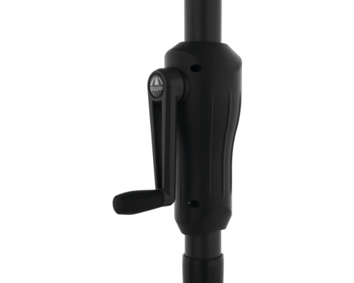 Doppler Logo auf einem Sonnenschirm mit Kurbelmechanismus