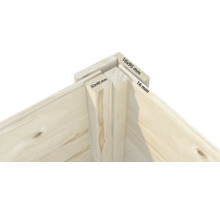 Eckverbindung aus Holz mit Maßangaben