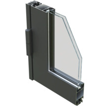 Profilansicht eines Aluminiumfensters mit Doppelverglasung