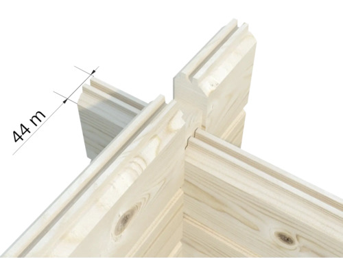 Detailansicht einer 44 Millimeter Blockbohle