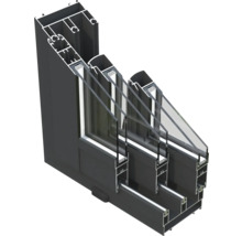Schnittbild einer Aluminium-Fensterkonstruktion mit Mehrfachverglasung