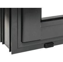 Detailansicht eines grauen Kunststofffensters