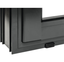 Detailansicht eines Schiebefensters aus Kunststoff