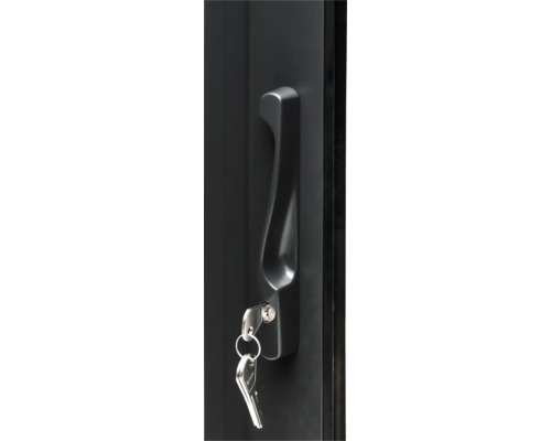 Tür mit Schlüssel im Schloss und Griff