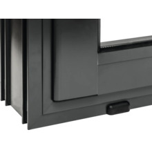 Detailansicht eines grauen Kunststofffensters