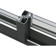 Detailansicht eines Schiebefensterrahmens aus Aluminium