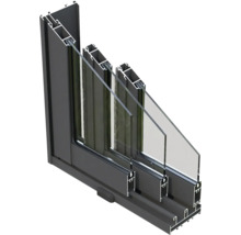 Schnittansicht eines Fensters mit Mehrfachverglasung