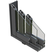 Schnittansicht eines Fensters mit Dreifachverglasung