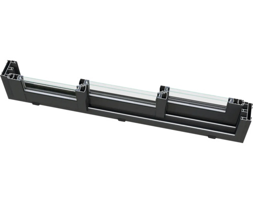 Querschnitt eines Aluminiumfensterrahmens mit Glas