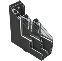 Schnittansicht eines Fensters mit Dreifachverglasung