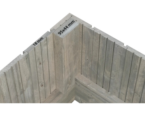 Detailansicht Nut- und Federbretter aus Holz, 95x44 Millimeter und 18 Millimeter dick